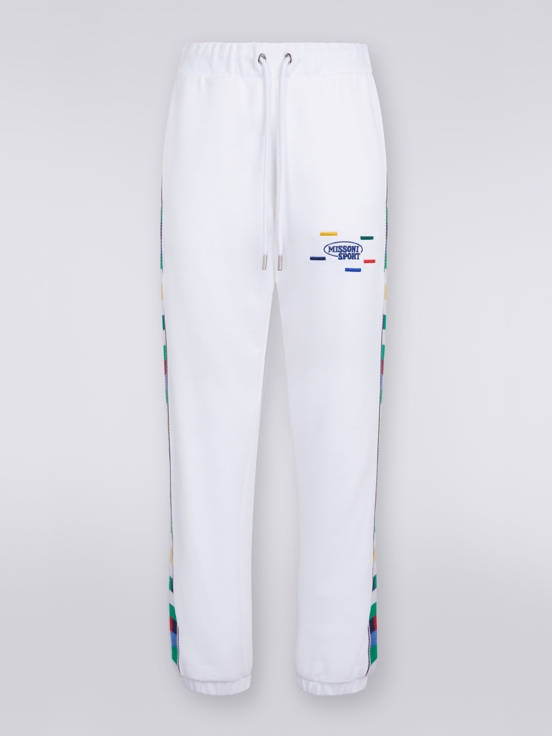 Cotton sports trousers with knitted bands, White & Multicoloured Heritage - DC23SI01BJ00EQS017F - 0