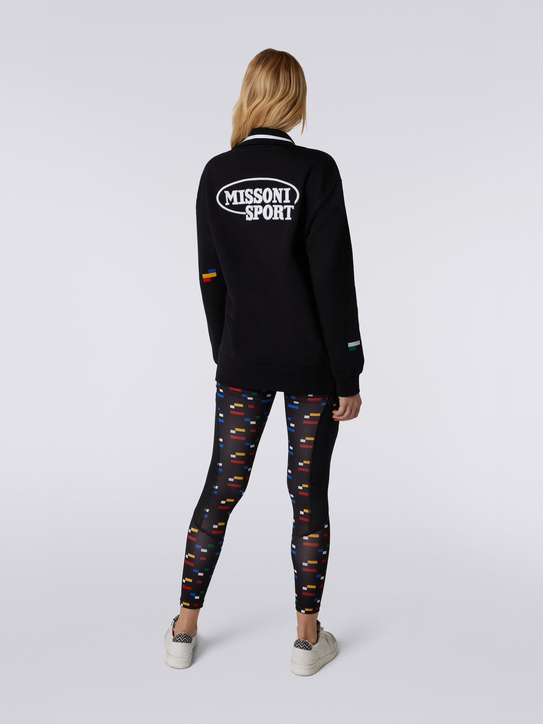 Cotton half-zip sweatshirt with multicoloured pixel details, Black & Multicoloured  - DC23SW02BJ00EES91E6 - 3