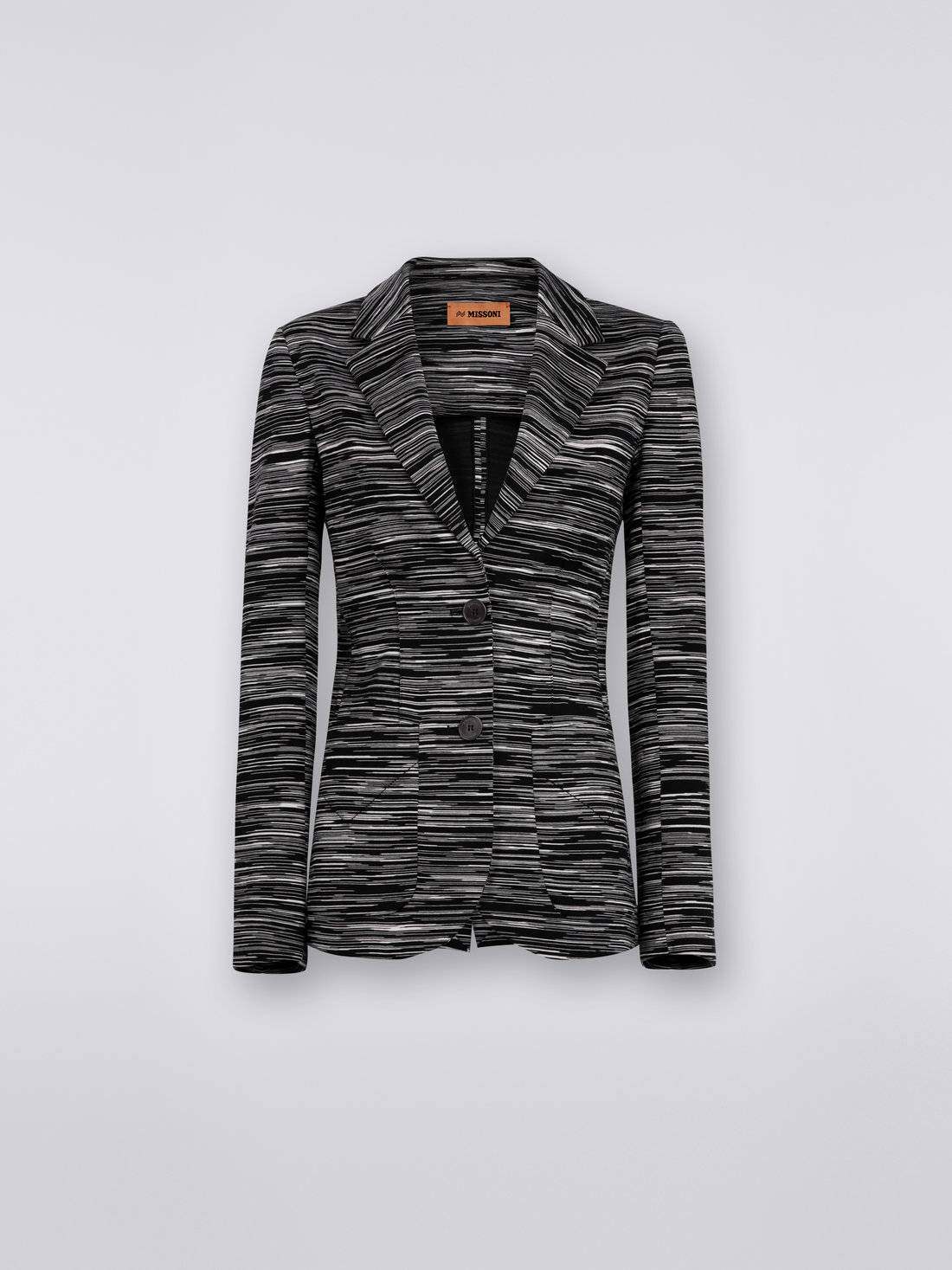 Two-tone slub cotton jersey blazer, Black & White - DS23SF0LBJ0001F9001 - 0