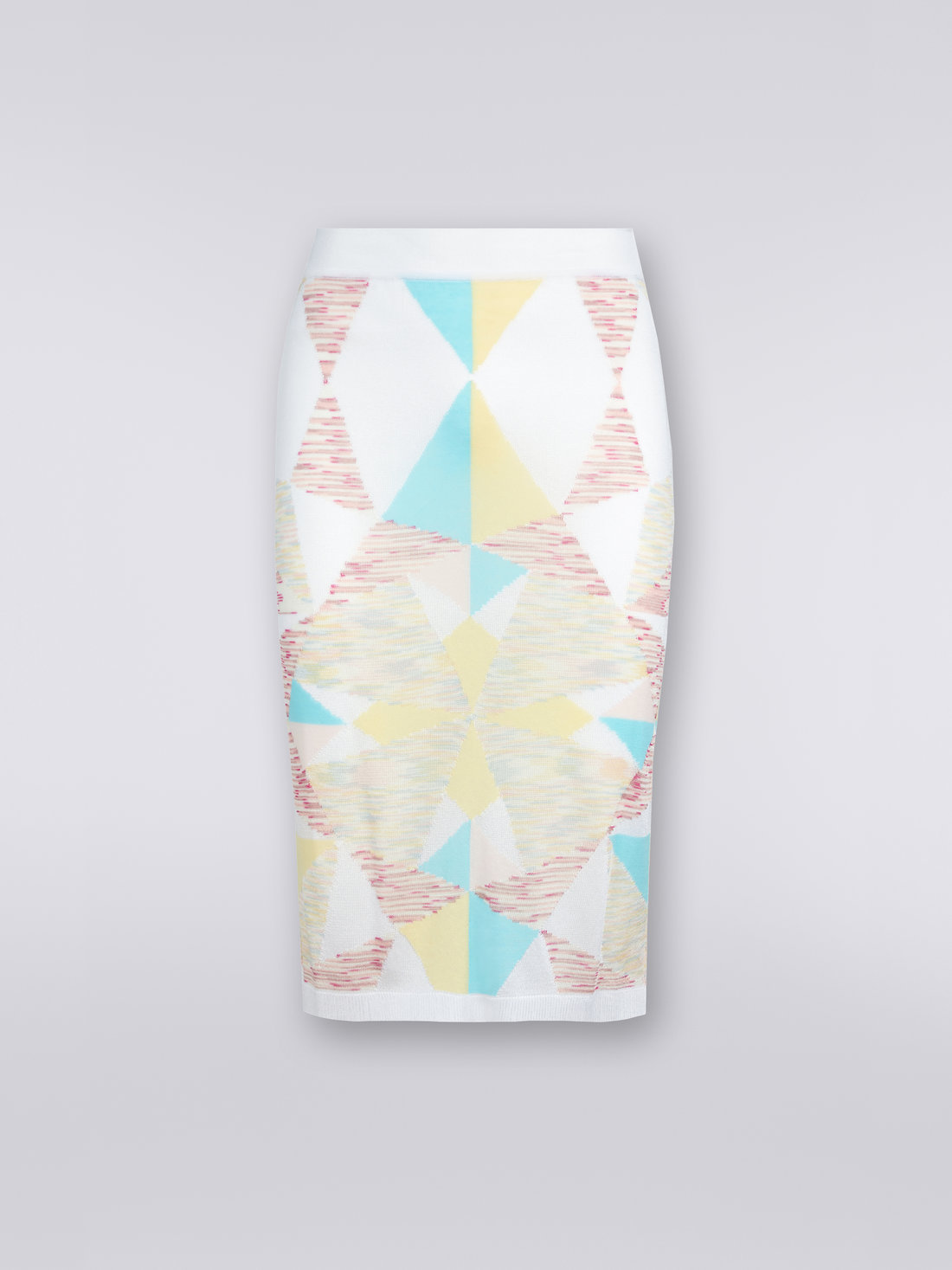 Viscose and cotton blend longuette skirt with star pattern, Multicoloured - DS23SH0ZBK021BSM8NW - 0