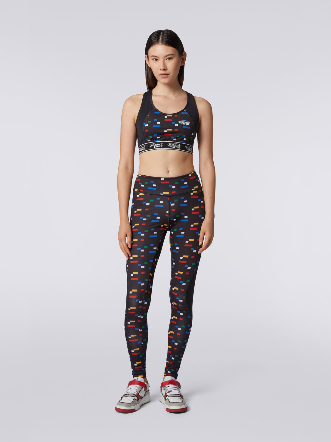 Leggings with mesh inserts and Legacy logo pixels, Black & Multicoloured  - DS23SI1DBJ00ERS91E8 - 1