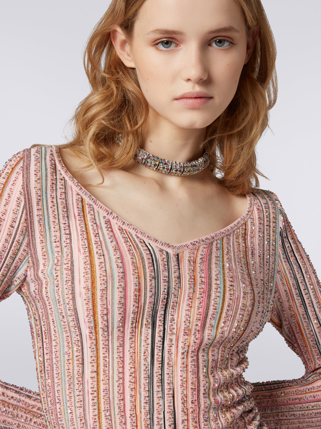 Long-sleeved ribbed sweater with sequins, Pink & Multicoloured - 4