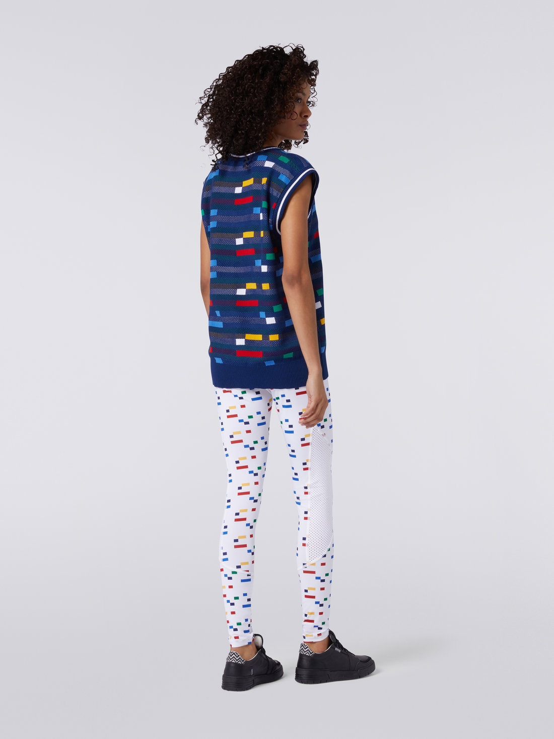 Cotton gilet with multicoloured pixel and logo, Blue - 3