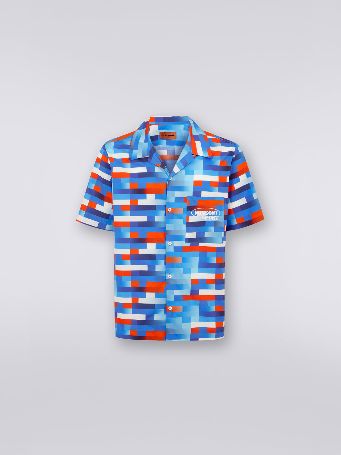 Short-sleeved cotton bowling shirt, Multicoloured  - US23SJ0LBW00LSSM8NA - 0