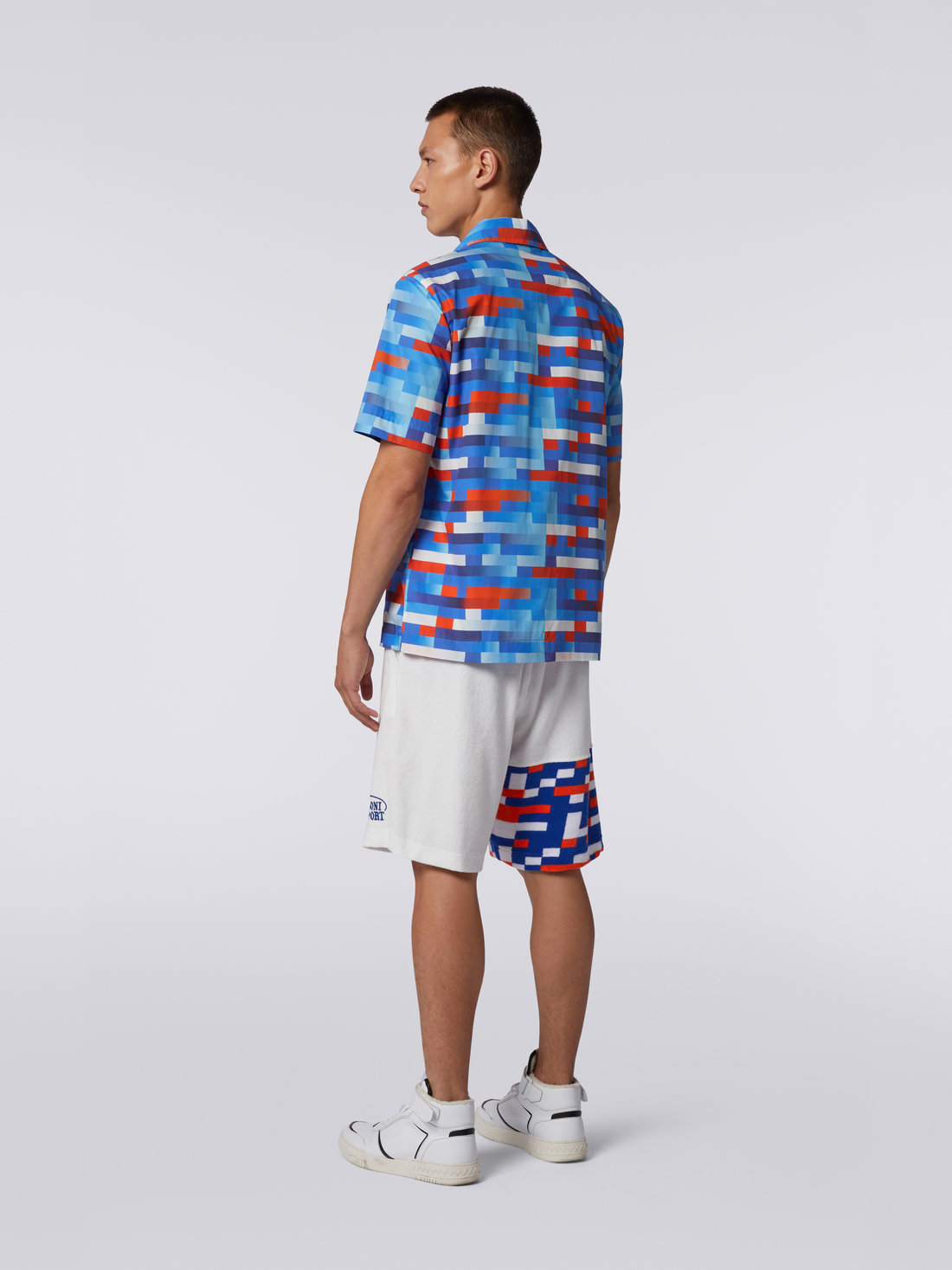 Short-sleeved cotton bowling shirt, Multicoloured  - US23SJ0LBW00LSSM8NA - 3