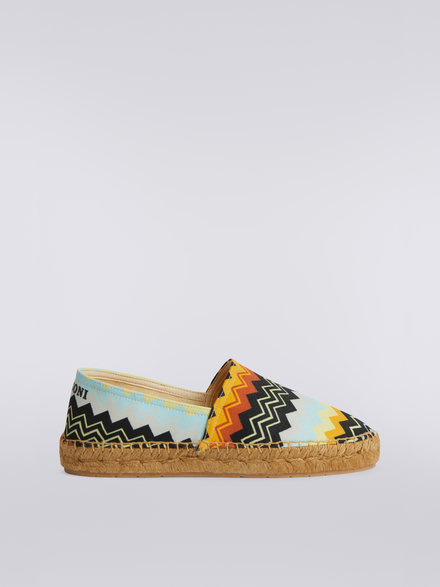 Printed canvas flat espadrilles with logo inscription, Multicoloured  - AC23SY01BW00HQSM8NP
