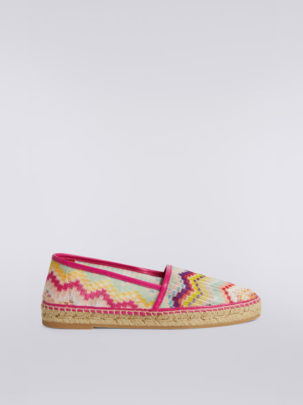 Flat espadrilles in zigzag fabric with rope sole, Multicoloured  - AC23SY02BR00JISM8LL