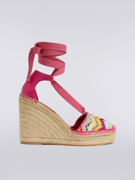 Espadrilles with chevron fabric upper and wedge, Multicoloured  - AC23SY03BR00JISM8LL