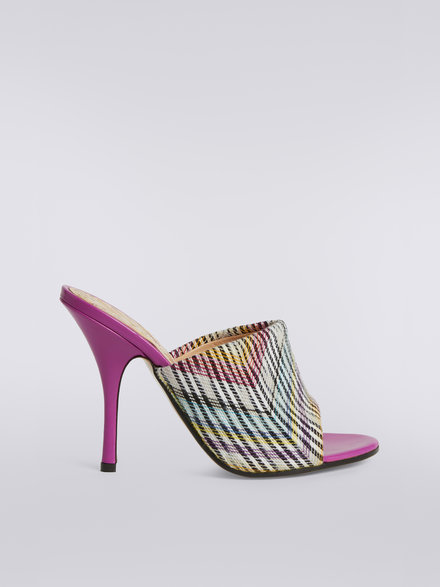 Multicoloured fabric-covered heeled mule sandals, Multicoloured  - AS23SY05BC002QSM8LS