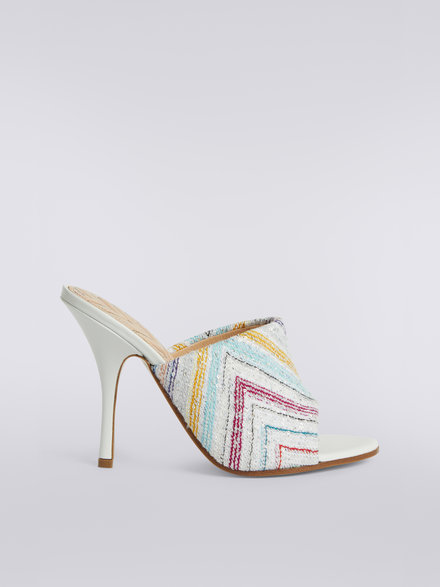 Mule sandals with zigzag fabric heel and sequin appliqué, Multicoloured  - AS23SY05BC002USM8LU