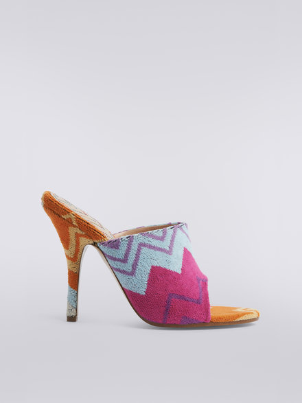 Multicoloured zigzag heeled mule sandals with terry upper, Multicoloured  - AS23SY05BV00BVSM8NM