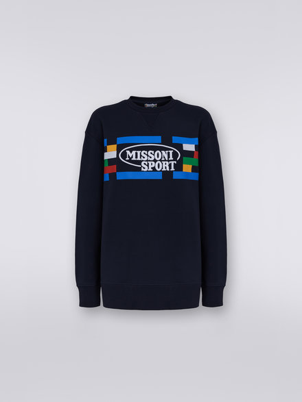 Crew-neck cotton sweatshirt with Legacy logo and logo lettering, Navy Blue  - DC23SW01BJ00EDS729F