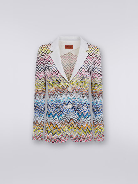 Cotton and viscose knit jacket with chevron, Multicoloured  - DS23SF0GBR00JUSM8K2