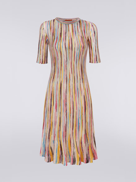Slub viscose blend longuette dress, Multicoloured  - DS23SG43BK020GSM8NG