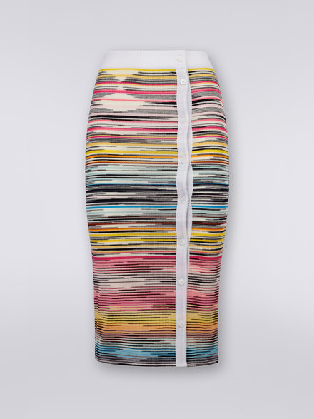 Wool and viscose blend longuette skirt with asymmetric buttoning, Multicoloured - DS23SH0DBK020ISM8M2