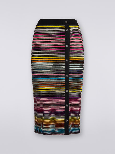 Wool and viscose blend longuette skirt with asymmetric buttoning, Multicoloured - DS23SH0DBK020ISM8M3