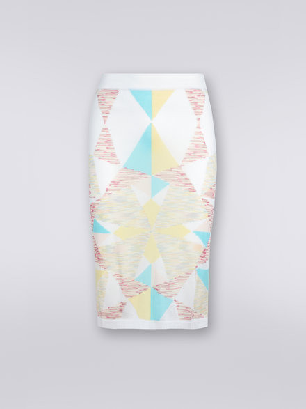 Viscose and cotton blend longuette skirt with star pattern, Multicoloured - DS23SH0ZBK021BSM8NW