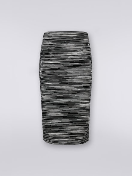 Falda longuette en tejido jersey de algodón flameado, Blanco & Negro - DS23SH1HBJ0001F9001