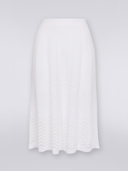 Falda longuette de lana con zigzag tono sobre tono, Blanco  - DS23SH1ZBK023Y14001