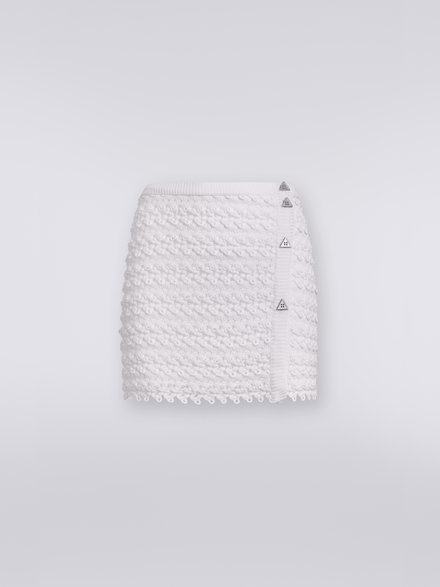 Viscose blend wrap-around miniskirt, White  - DS23SH2IBR00KX14001