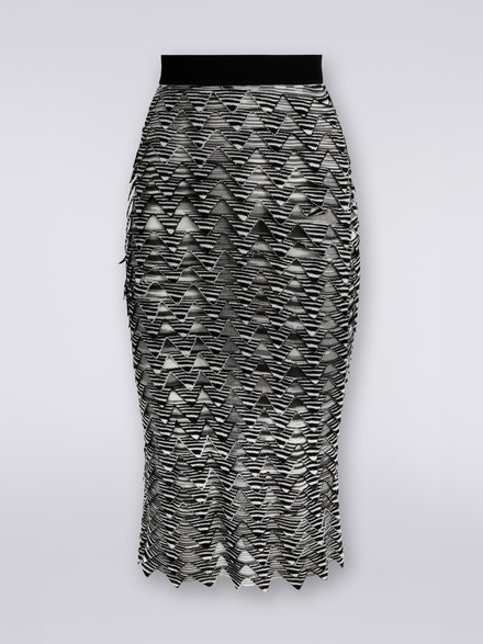 Slub viscose longuette skirt, Black & White - DS23SH2QBK025LF9001