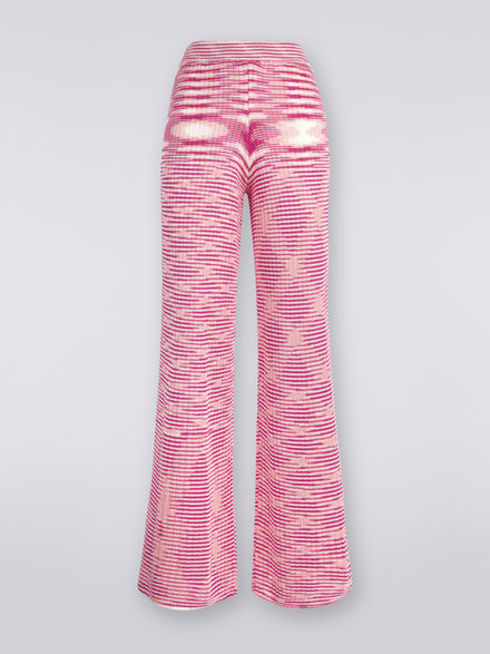 Slub viscose and cotton trousers, Fuchsia, Pink & White - DS23SI0EBK020HF301Q