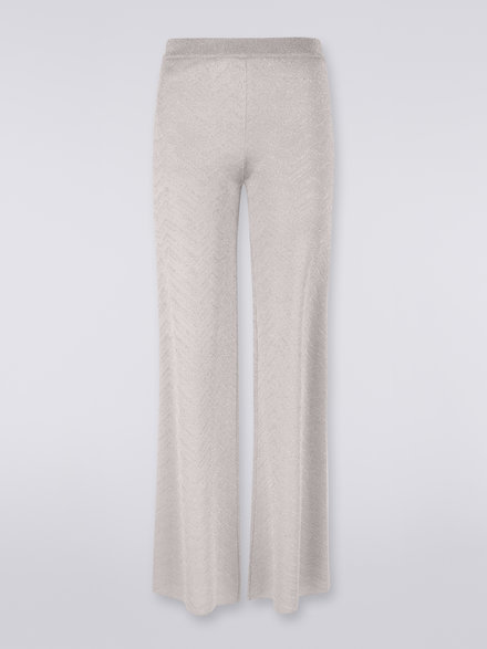 Flared trousers with chevron and Lurex sections, Silver   - DS23SI0JBK021PS91DI