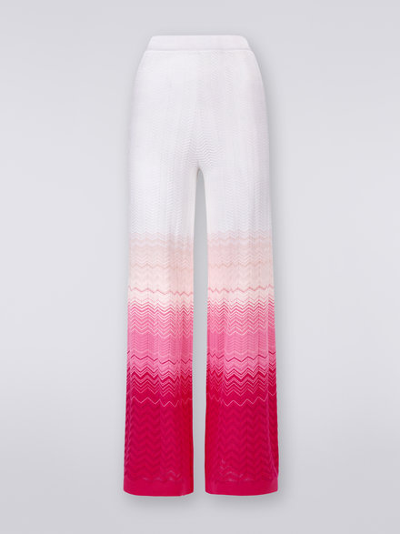 Straight cotton and viscose trousers with multicoloured chevron, Pink   - DS23SI0YBK022HS30AY