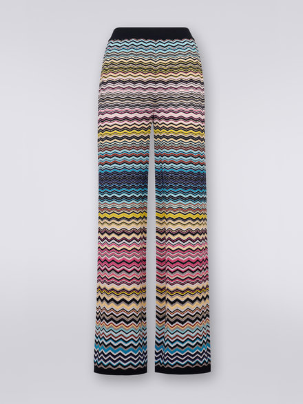 Straight cotton and viscose trousers with multicoloured chevron, Multicoloured - DS23SI0YBK022HSM8NH