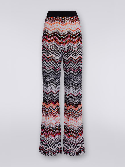 Viscose chevron trousers with sequins, Black, Pink & White  - DS23SI0ZBK026BS30BV
