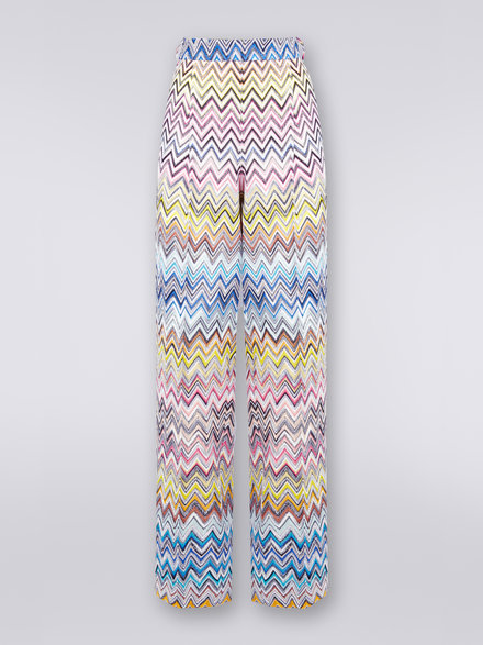 Straight cotton and viscose zigzag trousers, Multicoloured - DS23SI1NBR00JUSM8K2