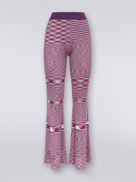 Slub cotton and viscose flared trousers, Multicoloured - DS23SI1XBK020KFM11Z