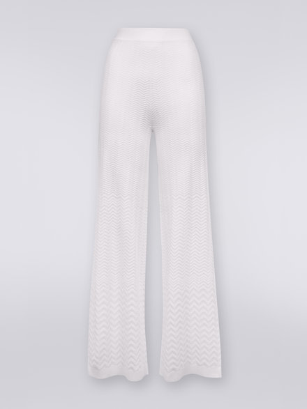 Straight knit trousers with tone-on-tone chevron, White  - DS23SI28BK023Y14001