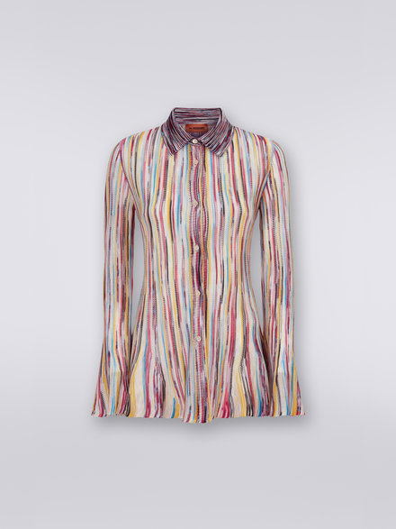 Slub viscose knit shirt, Multicoloured  - DS23SJ00BK020GSM8NG