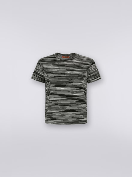 Slub cotton crew-neck T-shirt, Black & White - DS23SL0FBJ0001F9001