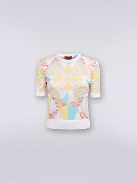 Star pattern viscose blend crew-neck T-shirt, Multicoloured - DS23SN07BK021BSM8NW