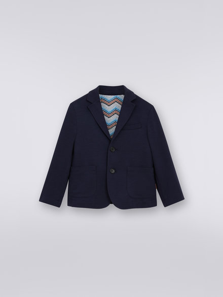 Jacket with multicoloured chevron knit lining, Blue - KS23SF04BV00DFS72C5
