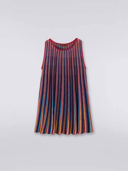 Multicoloured striped sleeveless dress with lurex, Multicoloured  - KS23SG03BV00DESM923