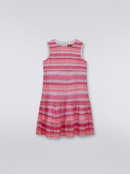 Multicoloured chevron viscose sleeveless dress , Pink   - KS23SG04BV00DES30BY