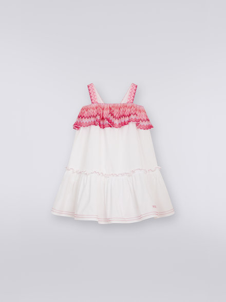 Sleeveless cotton shirt with chevron insert, Multicoloured  - KS23SG05BV00DES019E