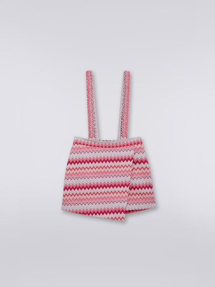 Stretch cotton culottes with braces, Pink   - KS23SI02BV00DES30BY