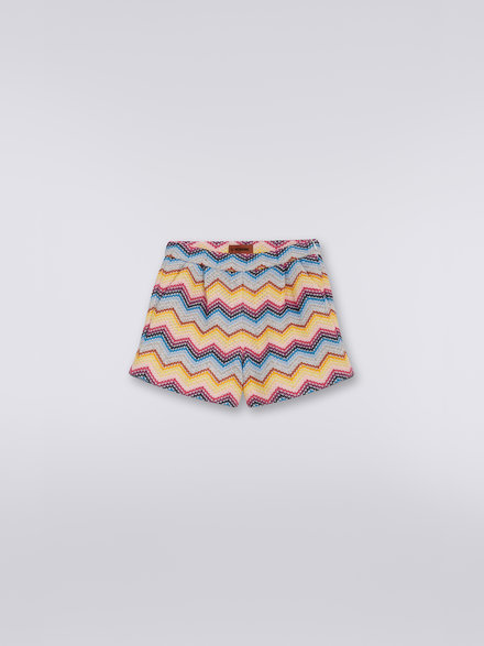Cotton blend chevron crocheted shorts, Multicoloured  - KS23SI03BV00DES019C