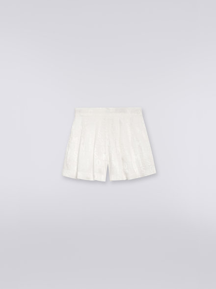 Viscose blend shorts with tone-on-tone logo pattern, Multicoloured  - KS23SI04BV00DES019E
