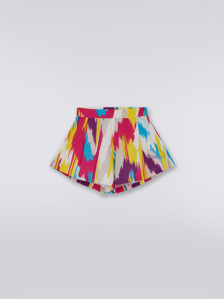 Slub cotton jersey shorts with embroidered logo, Multicoloured  - KS23SI08BV00DESM923