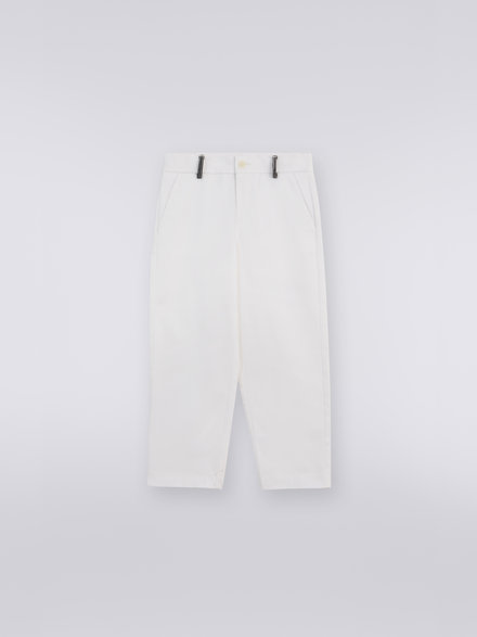 Classic cotton trousers with contrasting inserts, Multicoloured  - KS23SI0EBV00DFSM92N