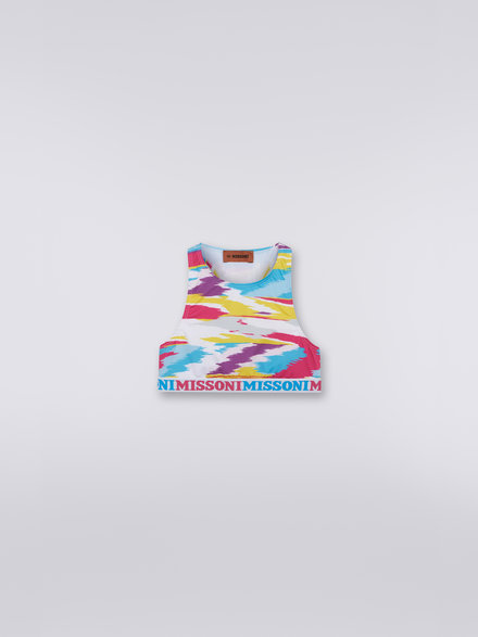 Slub jersey top with logo elastic, Multicoloured  - KS23SL08BV00DESM923