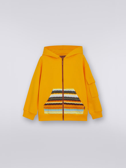 Plush cardigan with hood and zigzag insert, Multicoloured  - KS23SM05BV00DFS10AJ