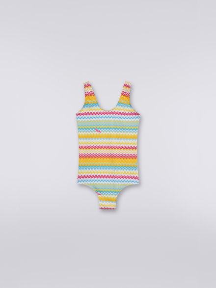 Multicoloured zigzag printed one-piece swimming costume, Multicoloured  - KS23SP01BV00DESM925