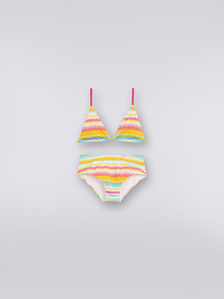 Multicoloured zigzag patterned bikini with logo, Multicoloured  - KS23SP02BV00DESM925