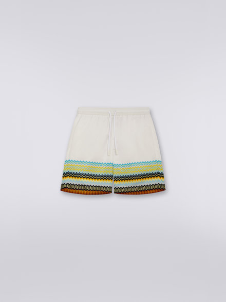 Plain swimming trunks with zigzag print bottom , Multicoloured  - KS23SP06BV00DFS019C